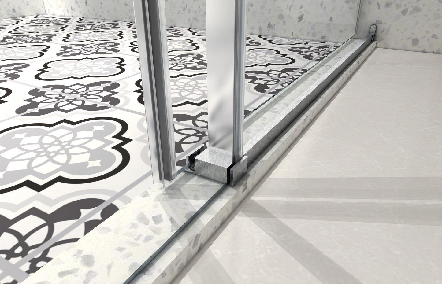 4876 Brushed Nickel Frameless Shower Door with Soft Closing