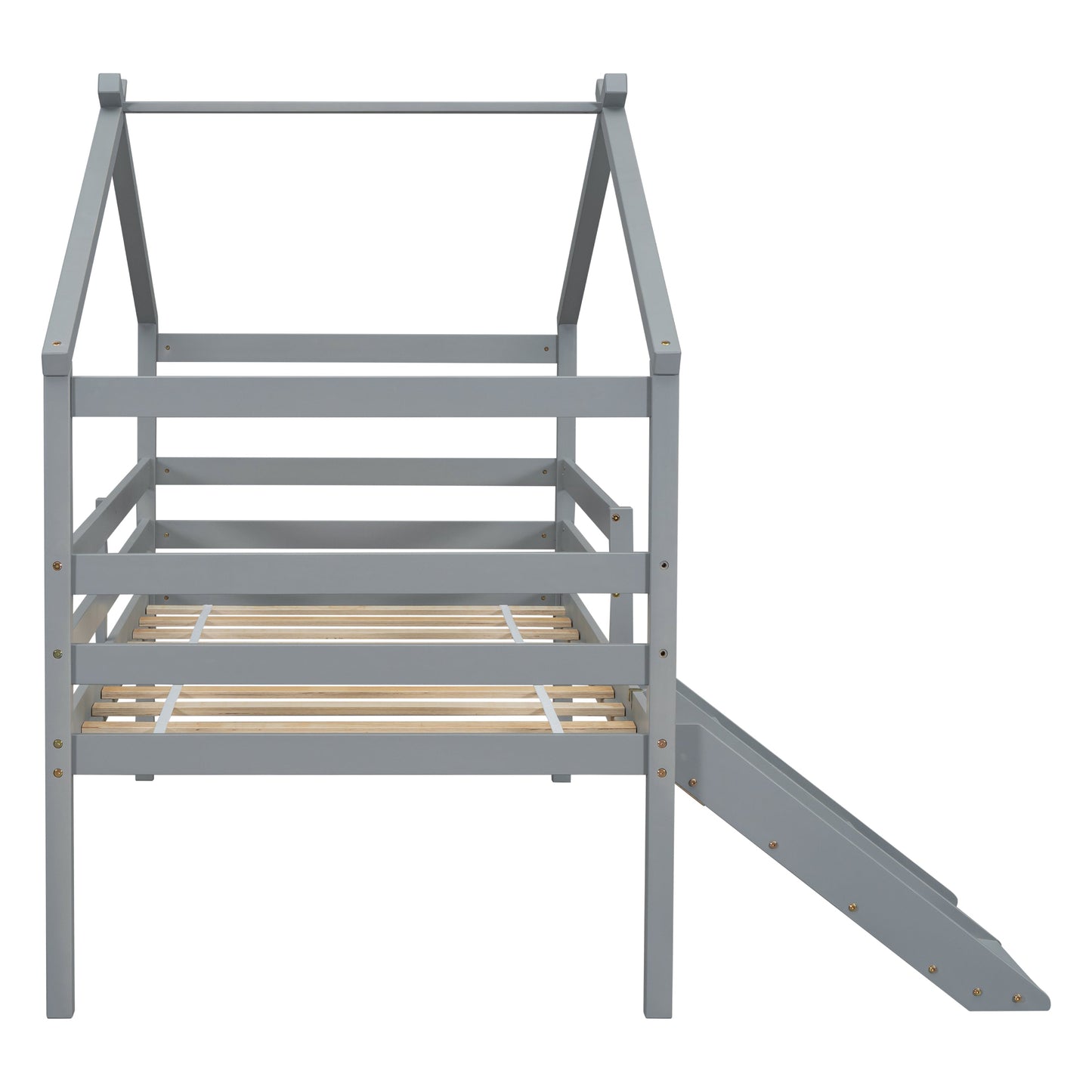 Twin Low Loft House Bed with Slide
