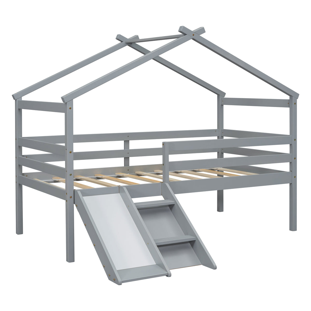 Twin Low Loft House Bed with Slide