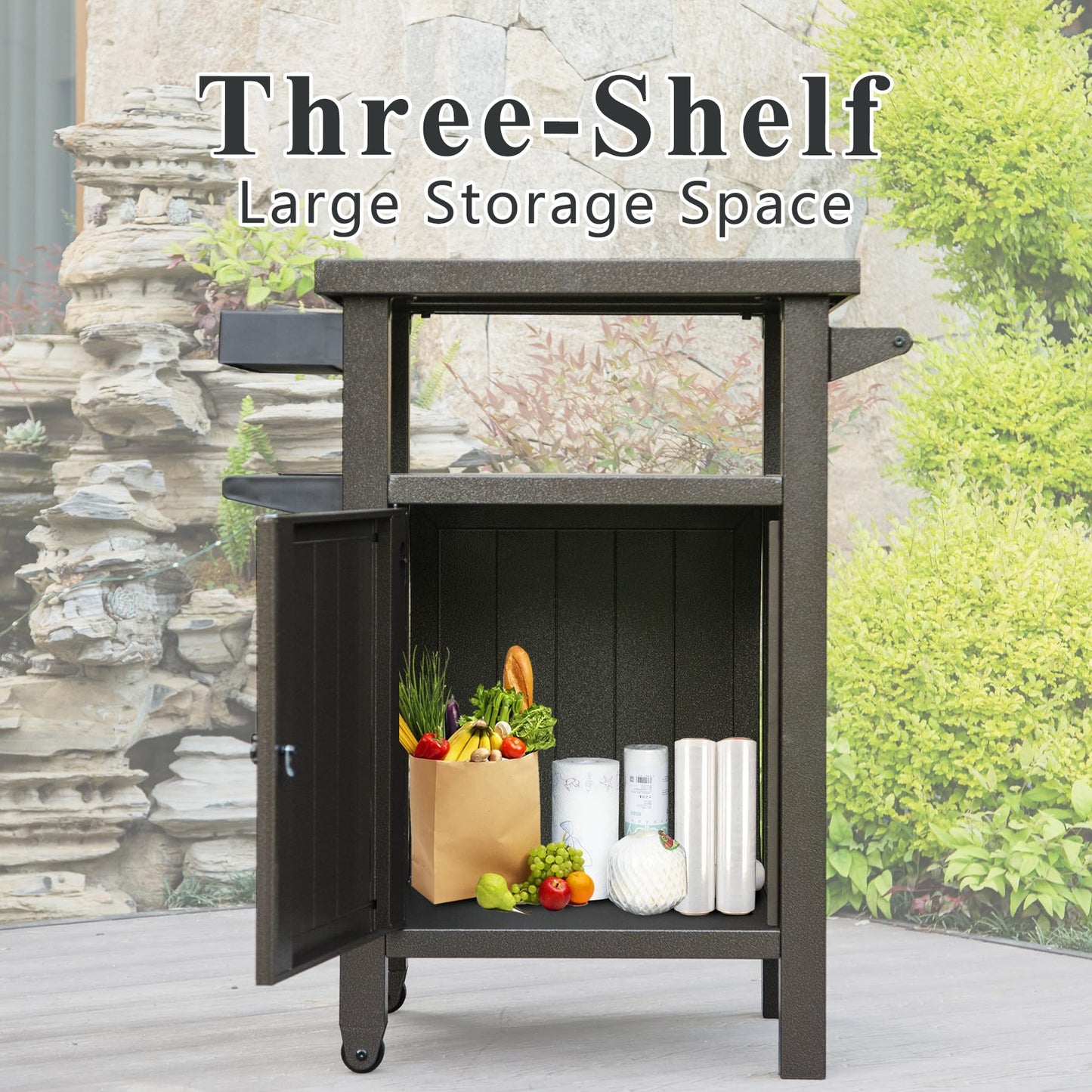 Grill Cart Outdoor with Storage and Wheels