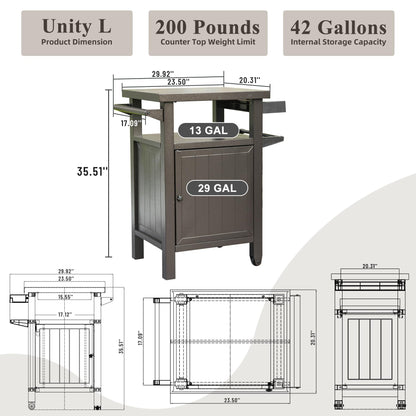 Grill Cart Outdoor with Storage and Wheels