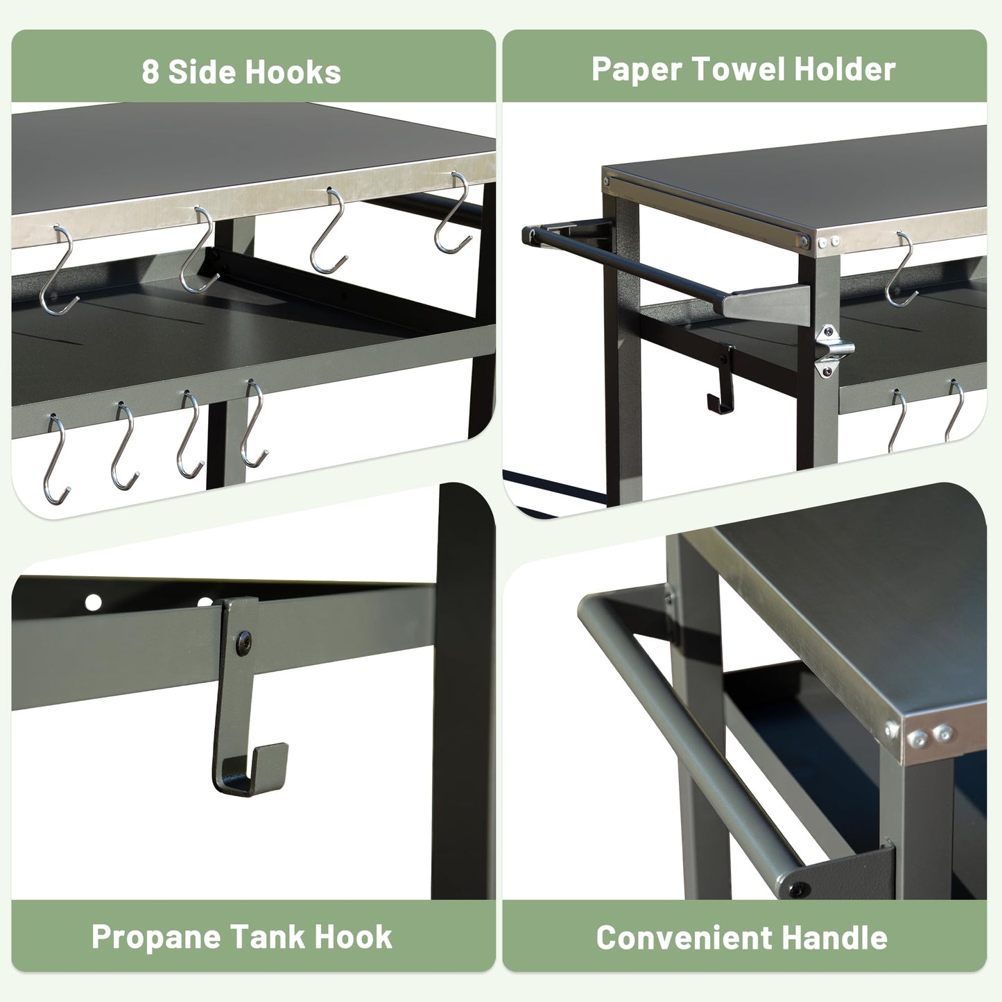 3-Shelf Outdoor Grill Table