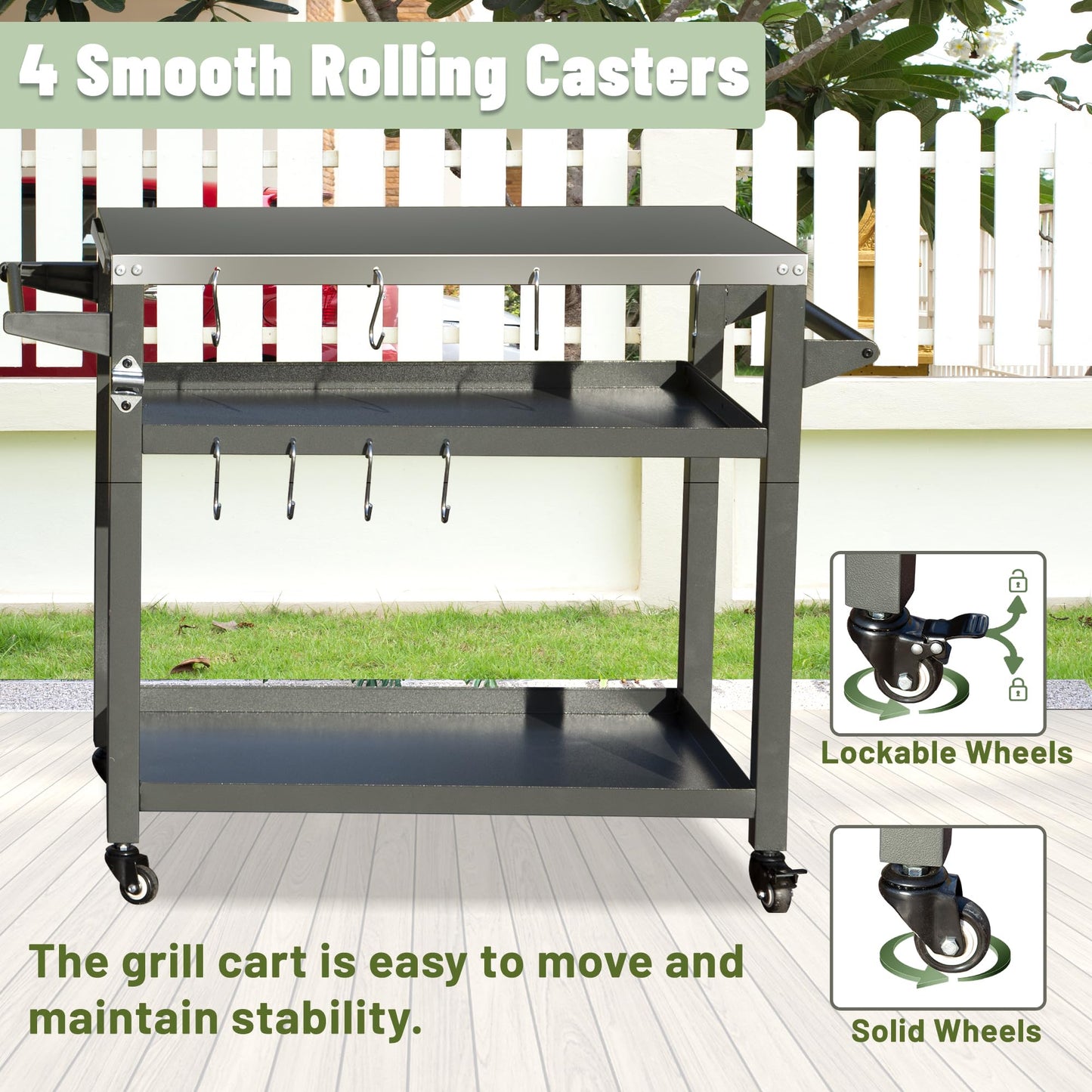 3-Shelf Outdoor Grill Table