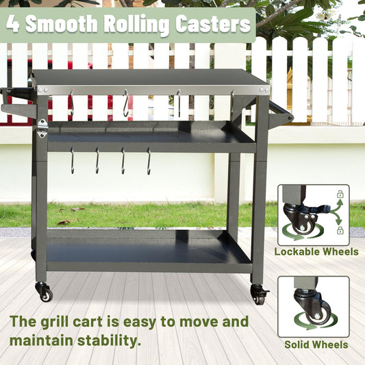 3-Shelf Outdoor Grill Table