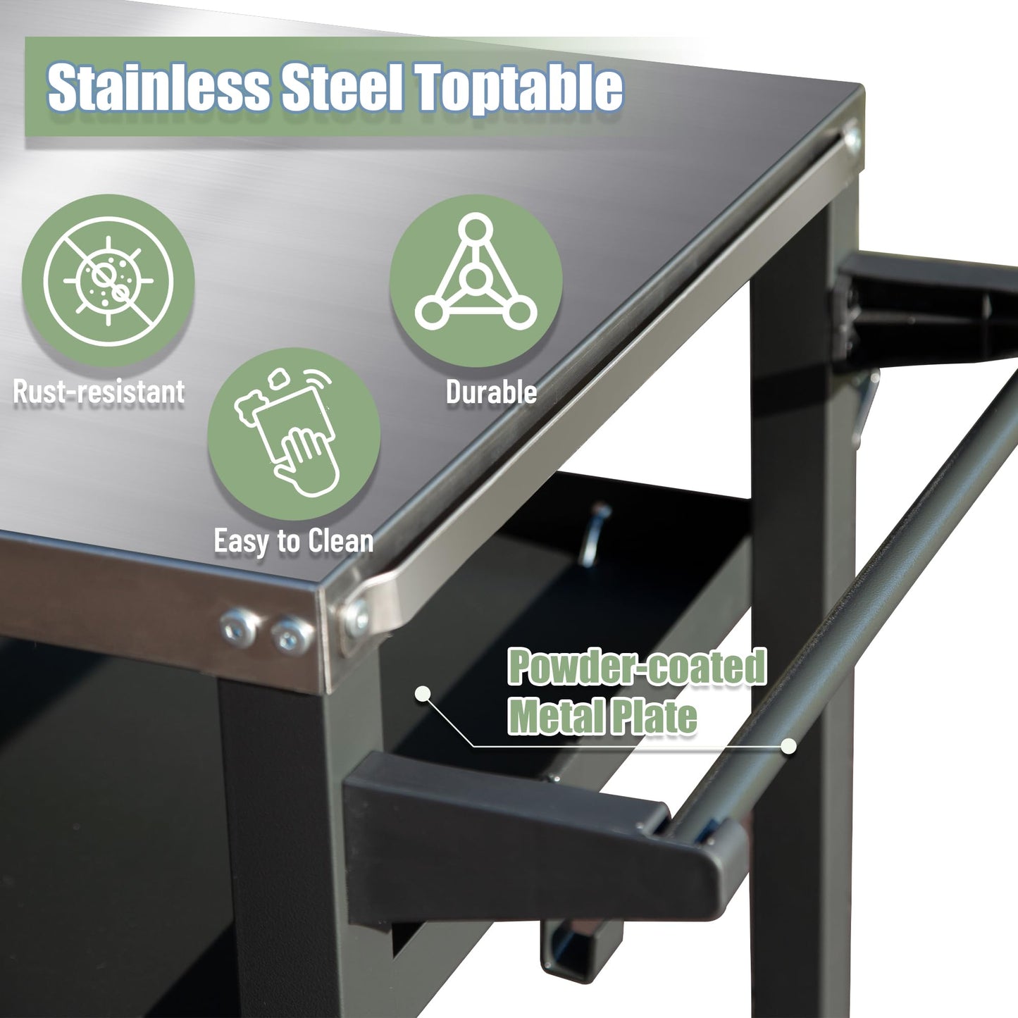3-Shelf Outdoor Grill Table