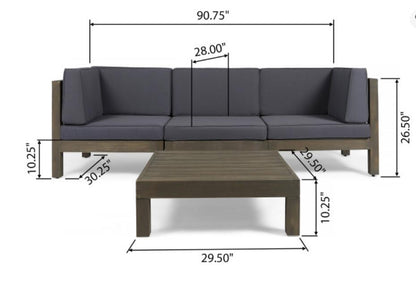 Oana 4-Piece Sofa Set with Coffee Table, Dark