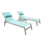 Patio Chaise Lounge Set of 3 with Side Table, Aluminum Adjustable Recliners