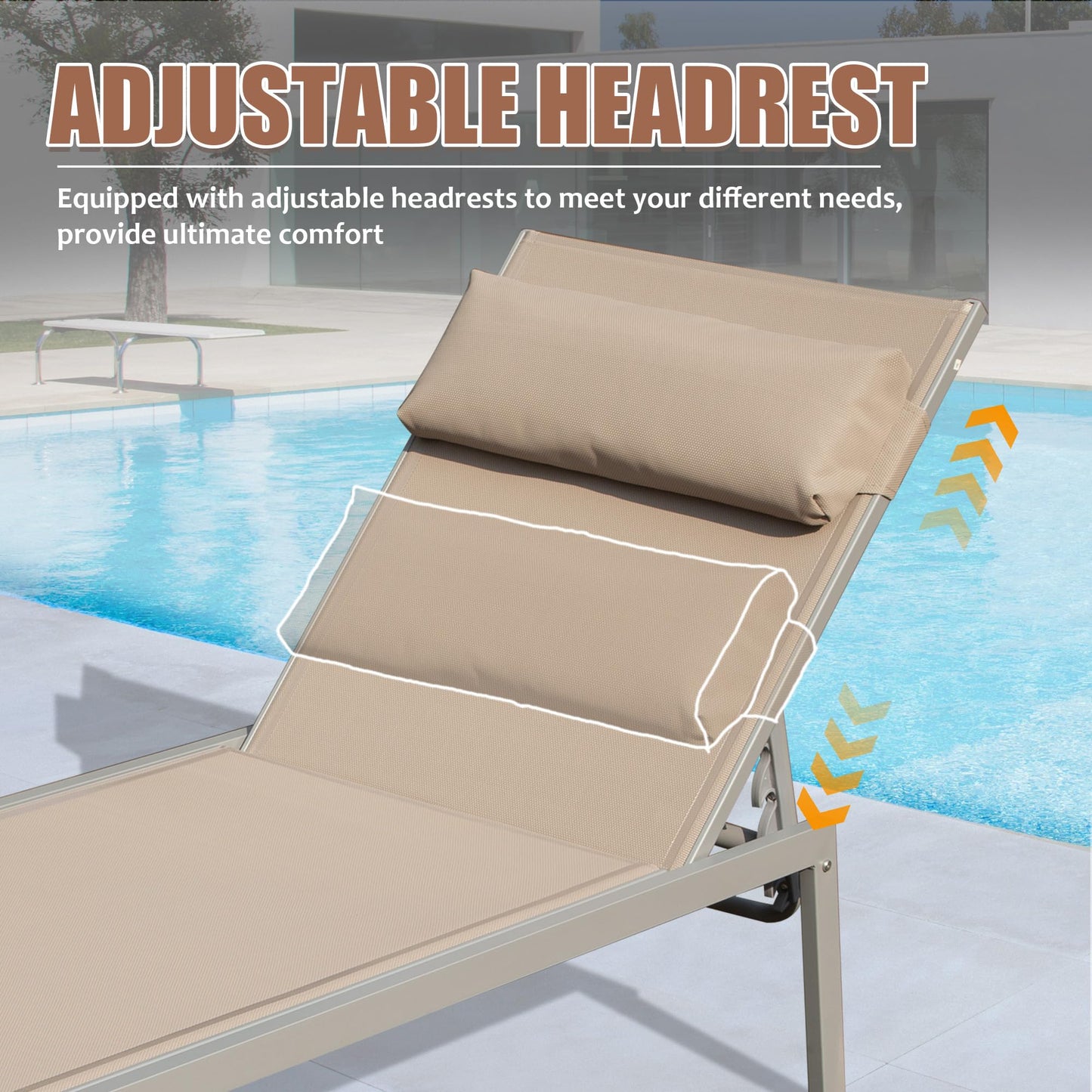 Patio Chaise Lounge Set of 3 with Side Table