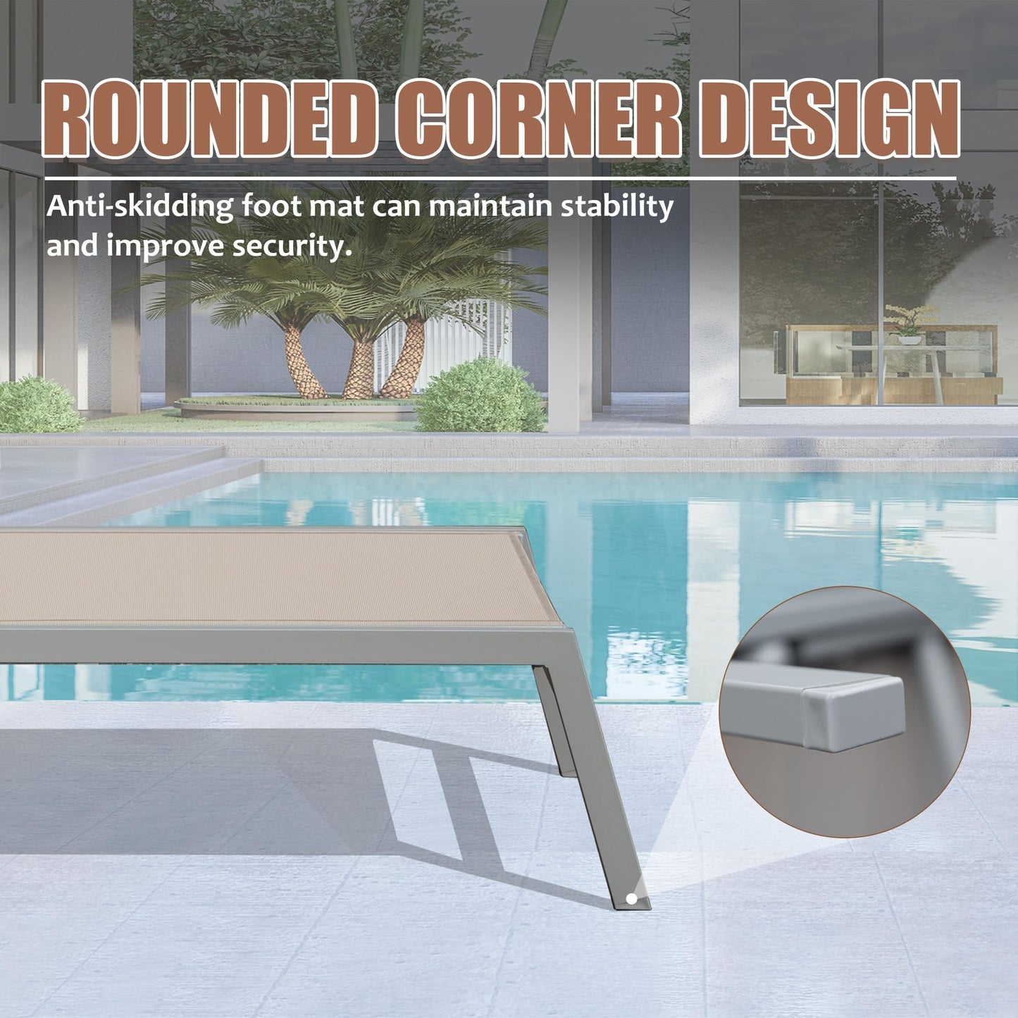 Patio Chaise Lounge Set of 3 with Side Table