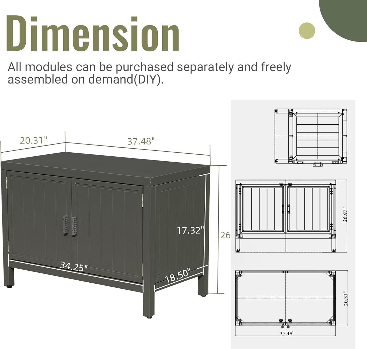 Outdoor Kitchen Island with Storage and Grill Table