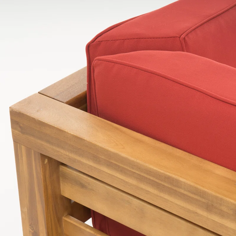 Oana Outdoor Wooden Sectional Set with Cushions