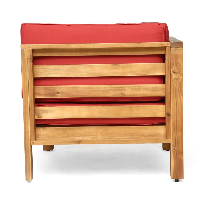 Oana Outdoor Wooden Sectional Set with Cushions