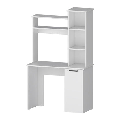 White 3-Tier Storage Shelves Computer Desk