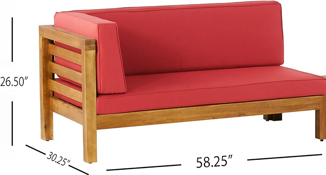 Oana Outdoor Wooden Sectional Set with Cushions