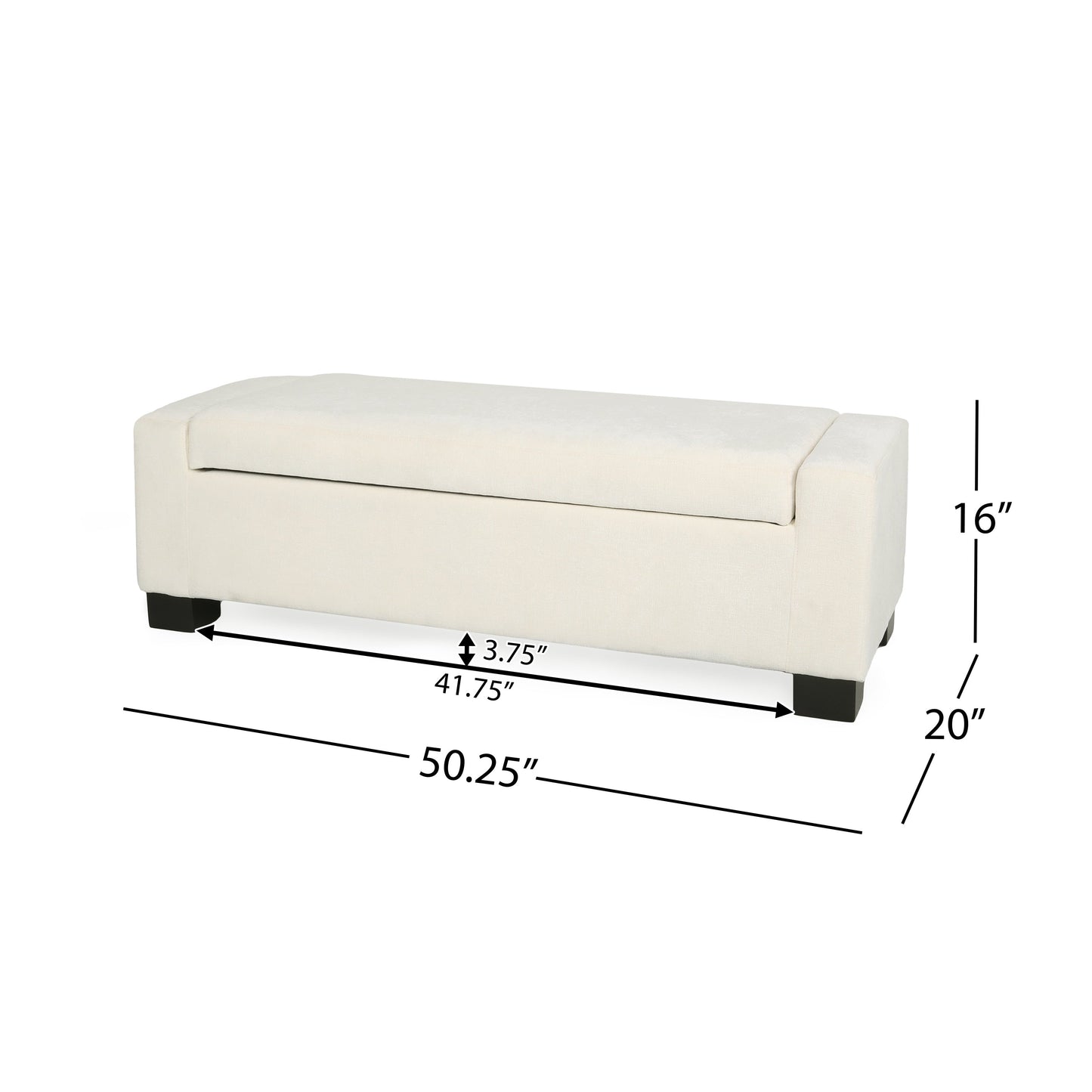 50" Ottoman Bench in Textured Fabric with Hidden Storage