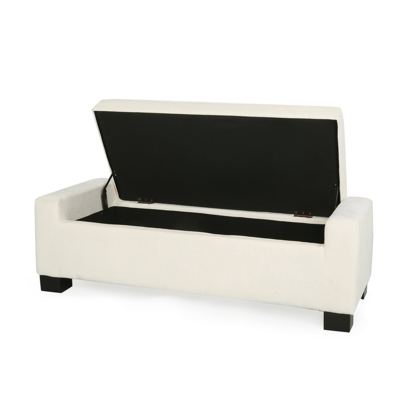 50" Ottoman Bench in Textured Fabric with Hidden Storage