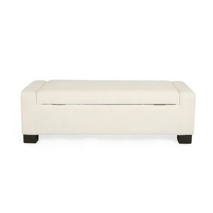 50" Ottoman Bench in Textured Fabric with Hidden Storage