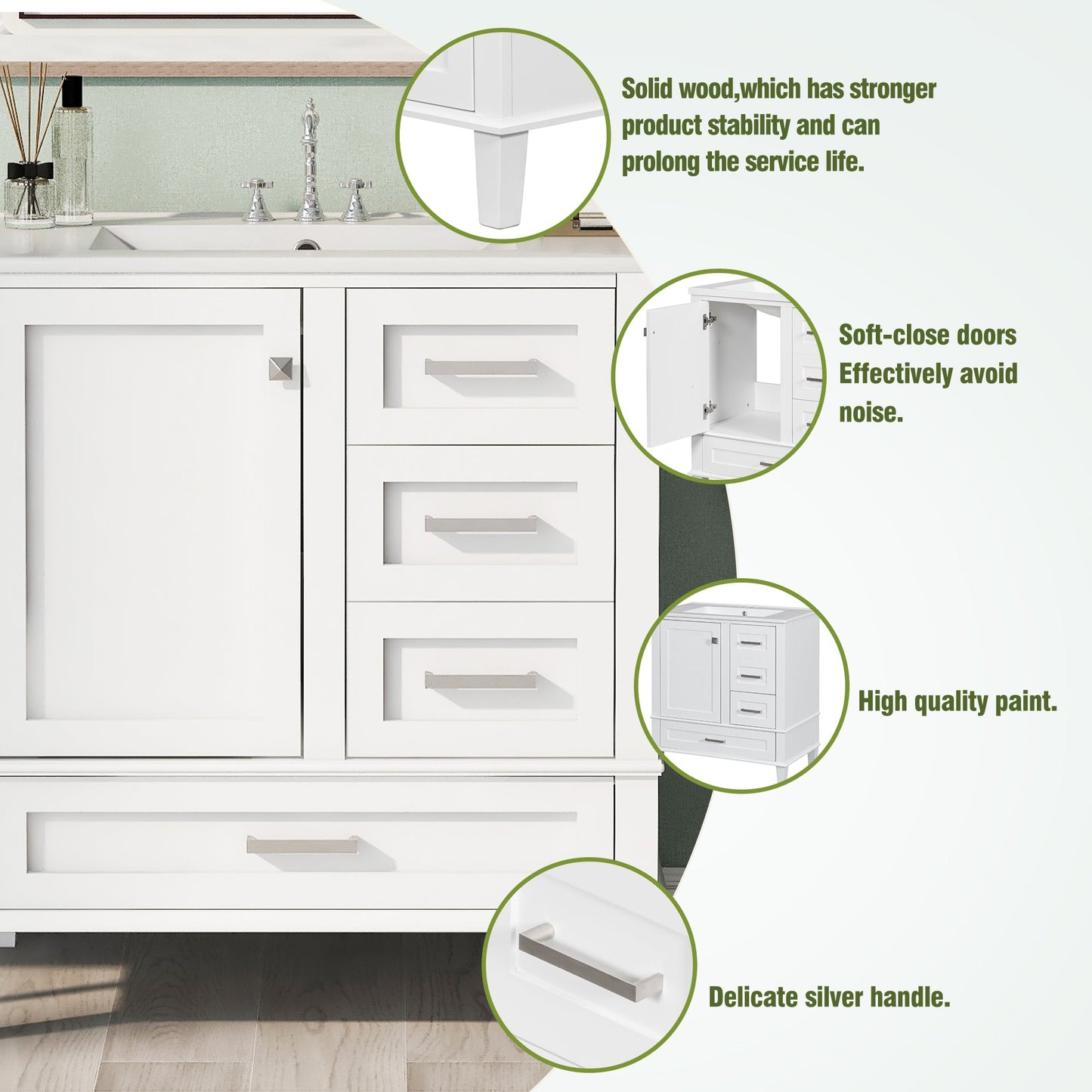 30" Modern Bathroom Vanity with Sink Combo Set