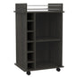 Dukat Bar Cart, Two Shelves, Six Built-in Wine Rack - Espresso
