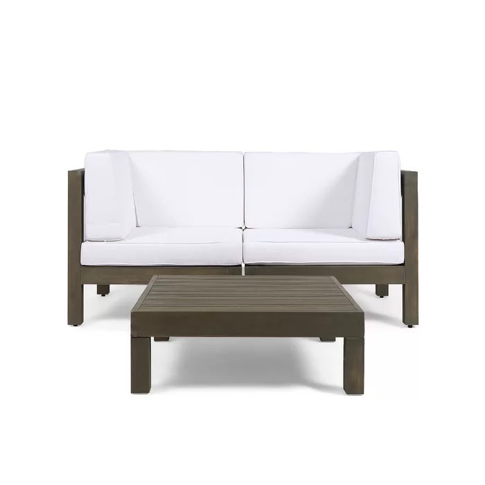 Brava X-Back 2-Seater Sectional Loveseat with Coffee Table