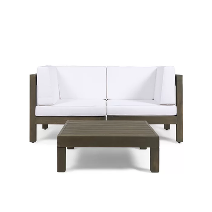 Brava X-Back 2-Seater Sectional Loveseat with Coffee Table