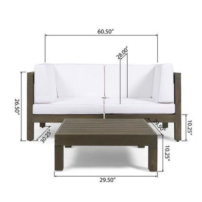 Brava X-Back 2-Seater Sectional Loveseat with Coffee Table