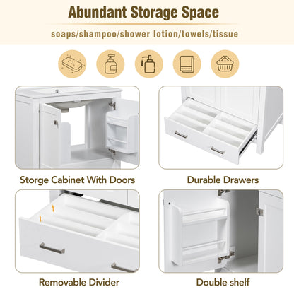 60" White Bathroom Vanity Set