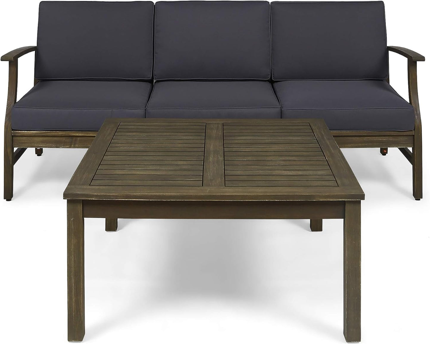 Perla 3 Seater Sofa and Table Set, Dark