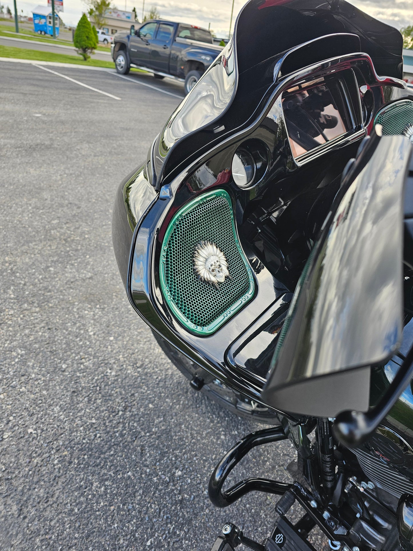 98-2024+ Road Glide 3D skull warbonnet speakers grill covers set