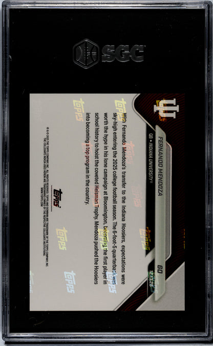 Graded 2025 Topps Bowman U Now Fernando Mendoza #60 Rookie RC Football Card SGC 8.5 Near Mint+