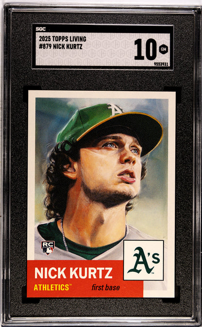 Graded 2025 Topps Living Nick Kurtz #879 Rookie RC Baseball Card SGC 10 Gem Mint