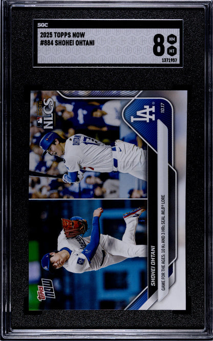 Graded 2025 Topps Now Shohei Ohtani #884 Baseball Card SGC 8 Near Mint