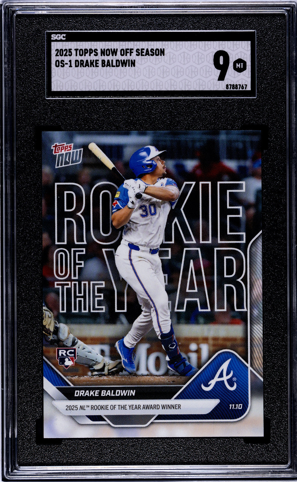 Graded 2025 Topps Now Drake Baldwin #OS1 Offseason Rookie RC Baseball Card SGC 9 Mint