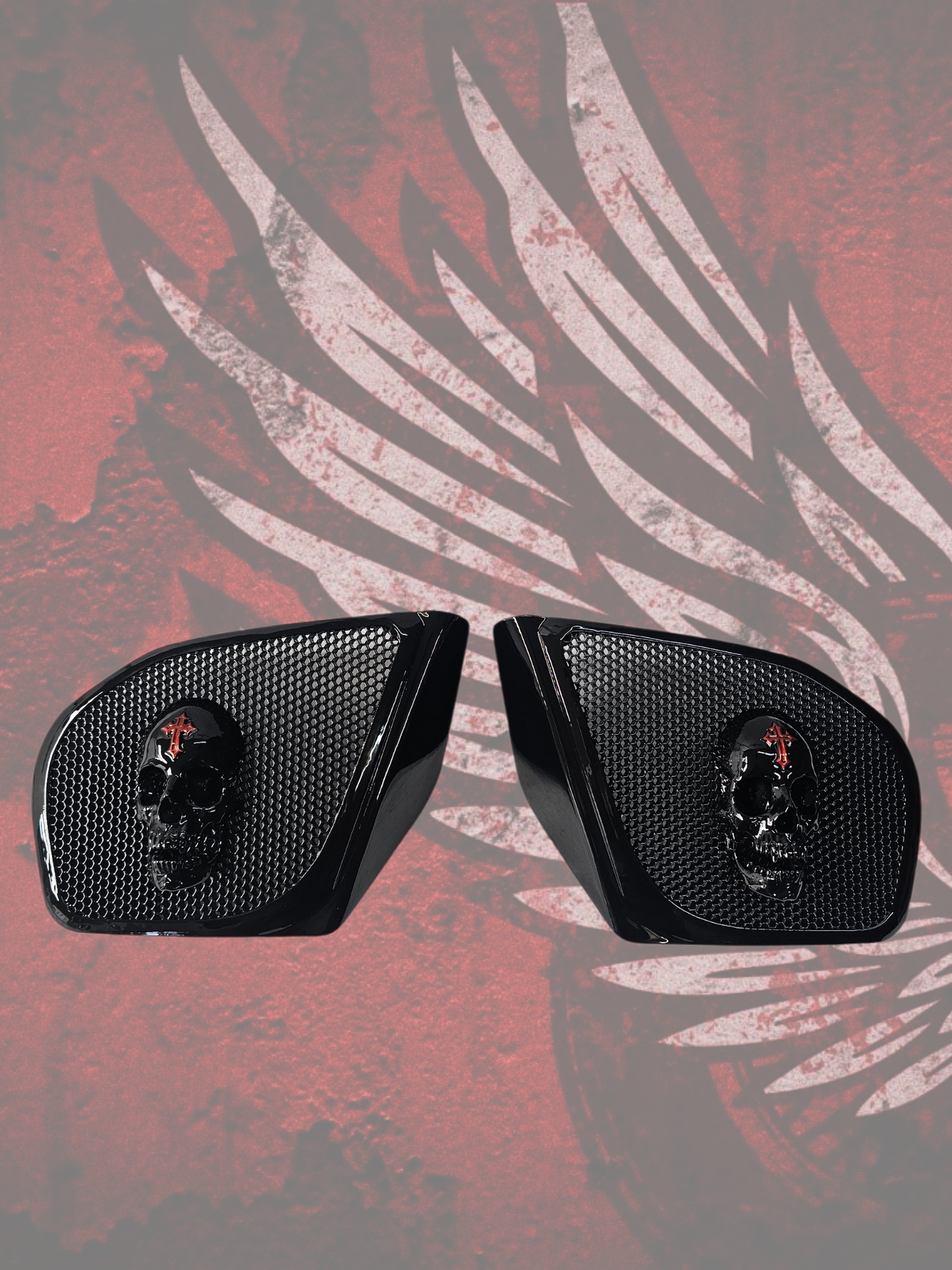 98 to 2024+ Road Glide 3D vampire speakers grill covers set