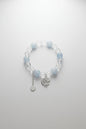 Boho Crackled Blue Beads And Clear Beads With Fairy Sitting On Moon Charm Elastic Bracelet