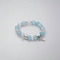 Boho Blue And Clear Crackled Glass Beads With Silver Ribbon Charms Elastic Bracelet