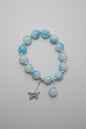 Boho Blue and White Beaded Elastic Butterfly Charm Bracelet