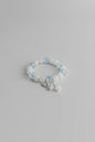 Boho Crackled Blue Beads and Faux Pearl Beads With Bee Charm Elastic Bracelet