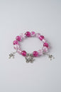 Boho Red Glass Beads Elastic Bracelet With Butterfly and Ribbon Charms
