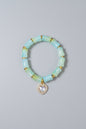 Boho Lime Green Glass Beaded Bracelet With Heart Charm