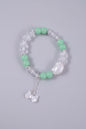 Boho Green and Clear Glass Beads with Cat Bead and Bow Charm