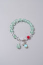 Boho Green Glass Beaded Bracelet With Charm