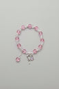 Boho Pink Glass Bracelet With Heart Charm