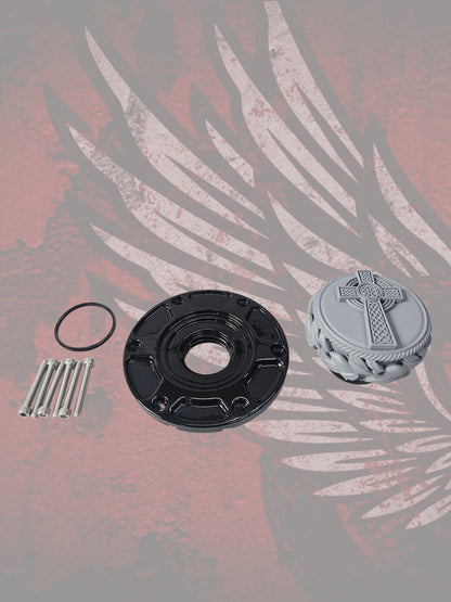 23.5+ Celtic cross themed fuel cap assembly