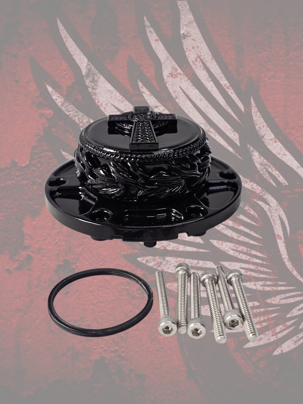 23.5+ Celtic cross themed fuel cap assembly