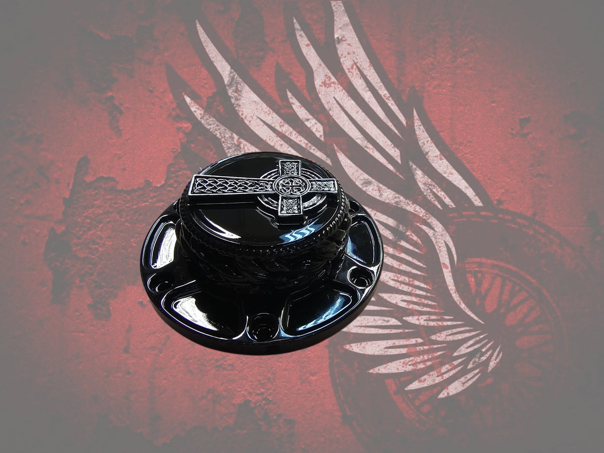 23.5+ Celtic cross themed fuel cap assembly