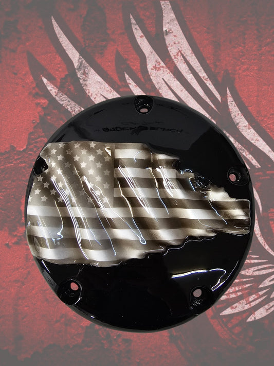 Tattered American Flag  Harley derby cover