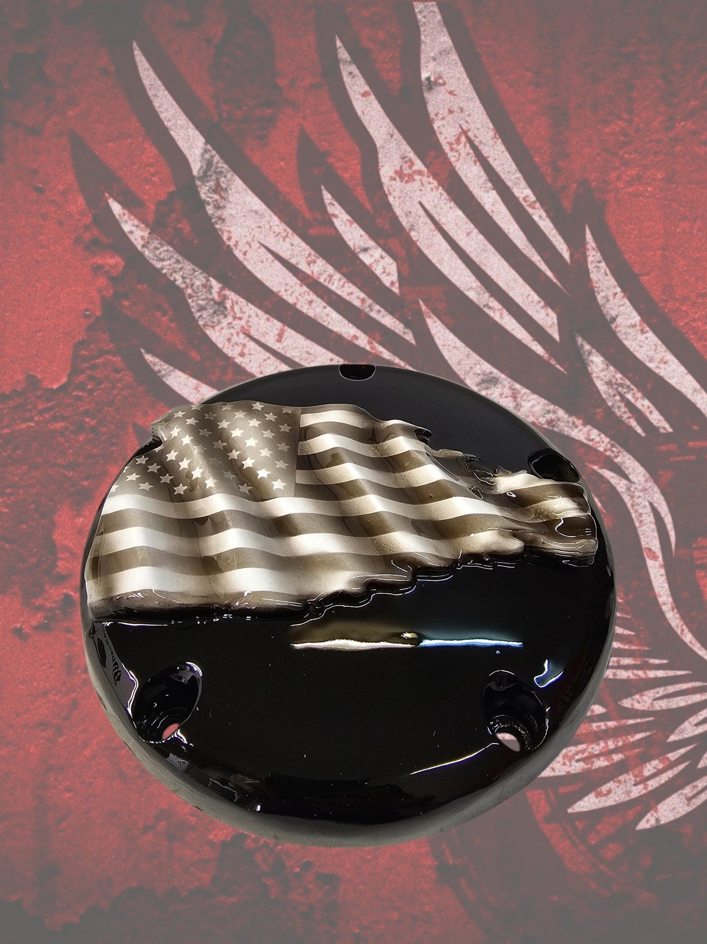Tattered American Flag  Harley derby cover