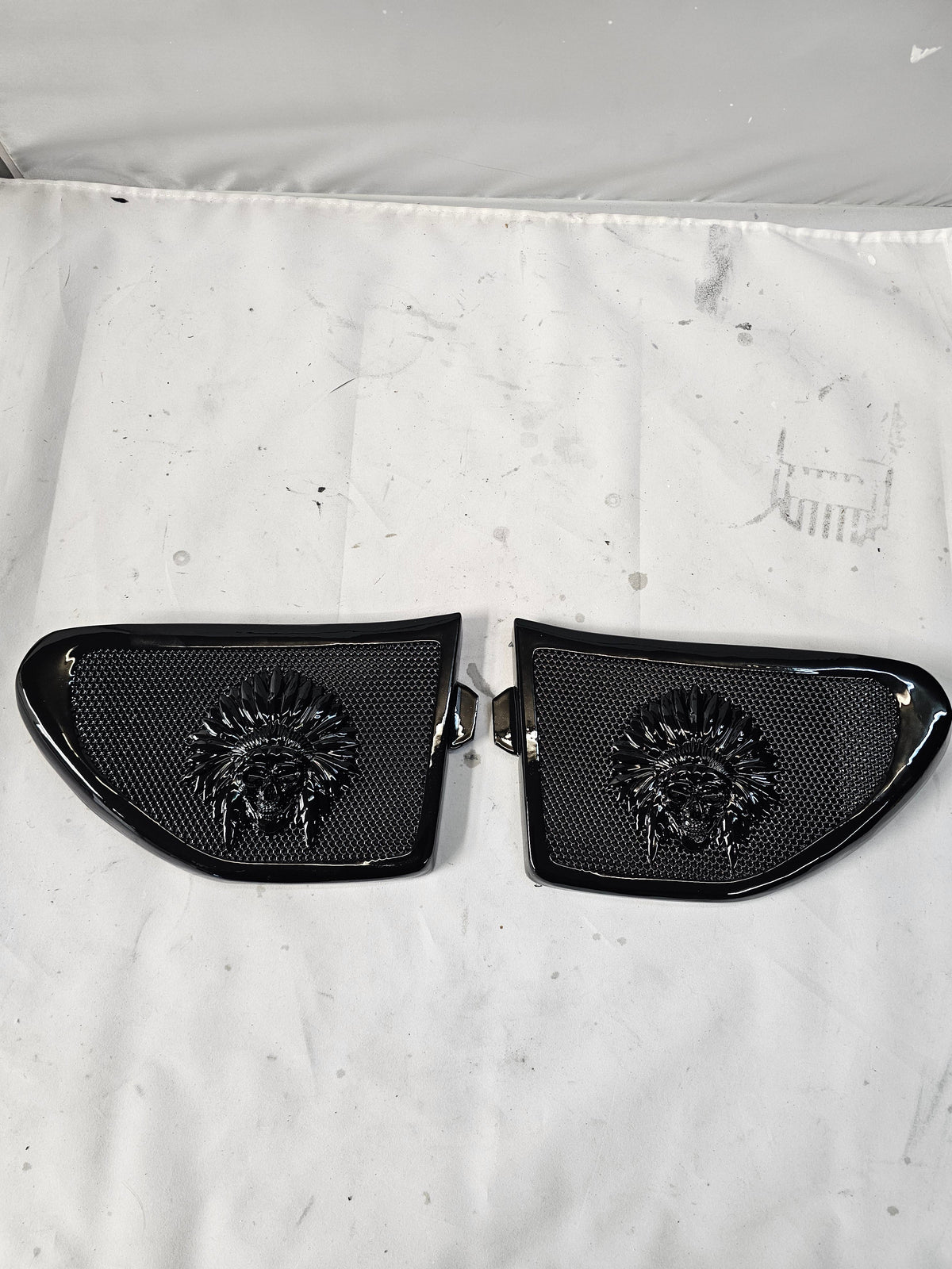 14 to 17 Indian skull warbonnet themed inner speaker grills set