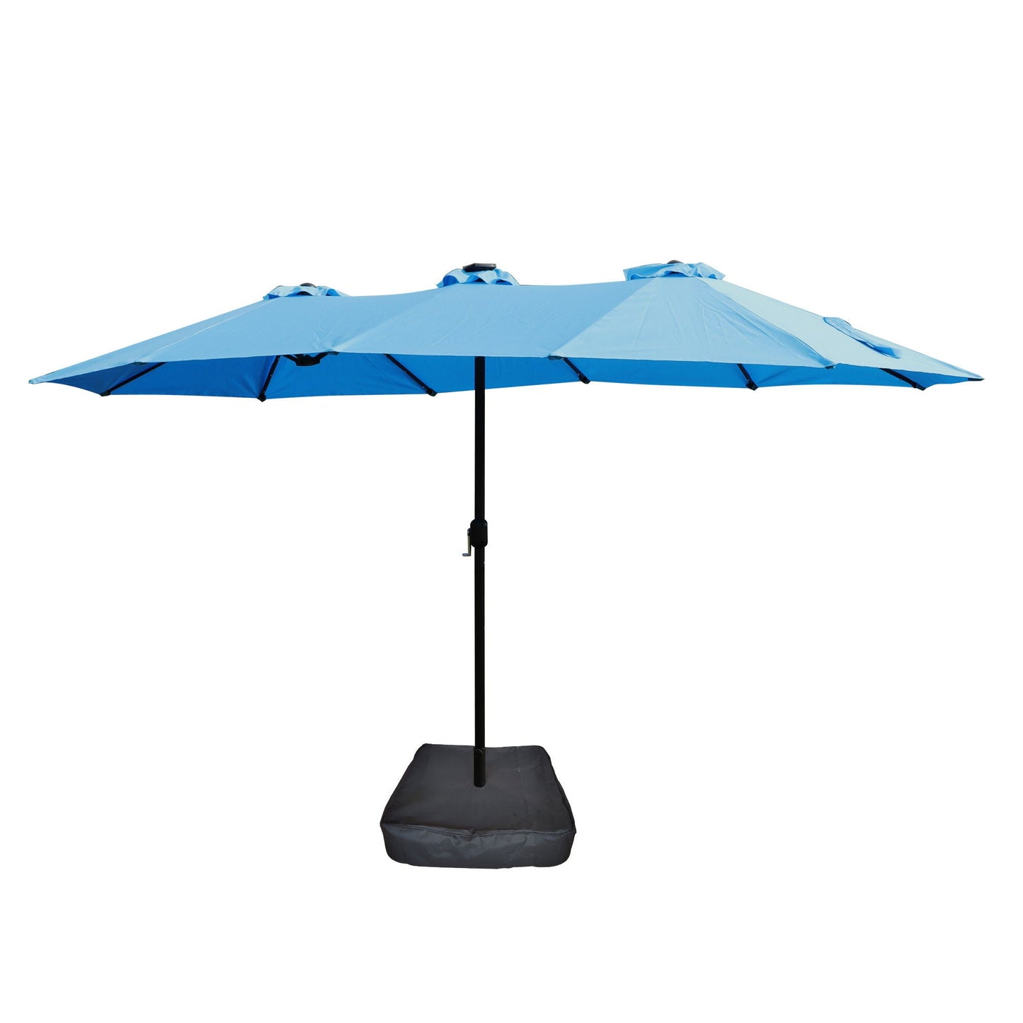 Double-Sided Outdoor Market Umbrella With Lights And Base